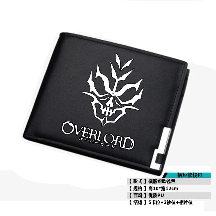 2019 NEW Fantasy Adventure Anime Overlord Men Short Wallet Pu Leather Long Purse Fashion Card Holder Student Money Bags