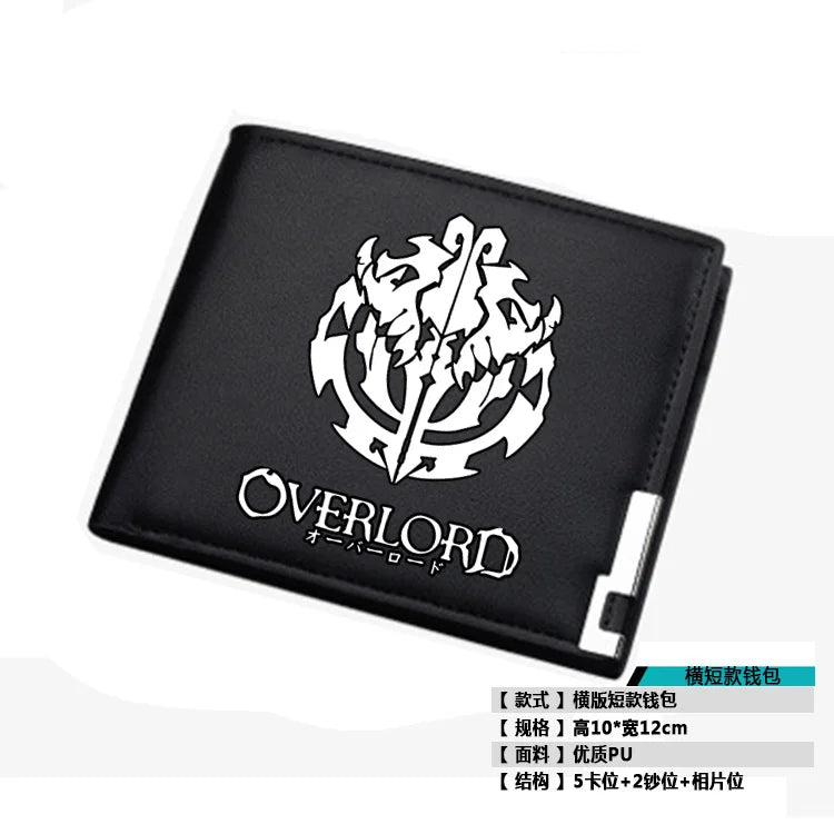 2019 NEW Fantasy Adventure Anime Overlord Men Short Wallet Pu Leather Long Purse Fashion Card Holder Student Money Bags