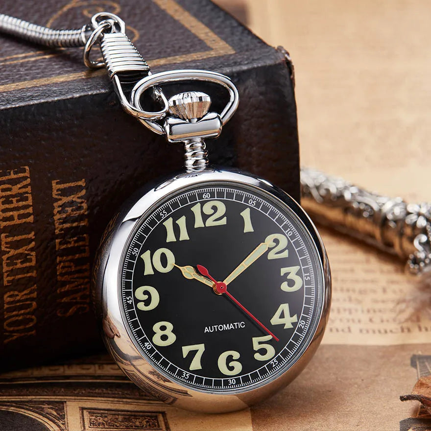 100% Hand-wind Luxury Mechanical Pocket Watch Luminous Skeleton Golden Men Women Fob Chain Clock Antique Pocket Watch Collection