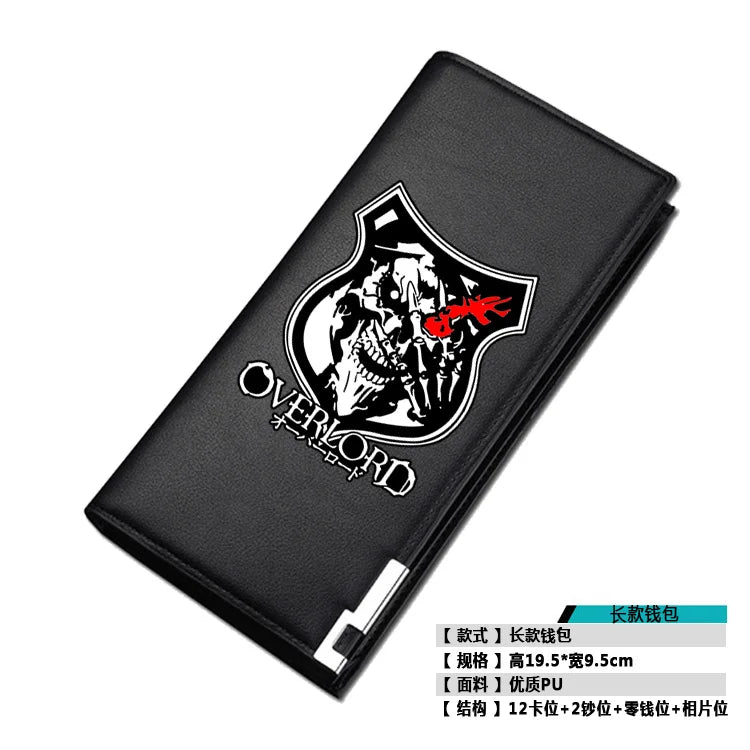2019 NEW Fantasy Adventure Anime Overlord Men Short Wallet Pu Leather Long Purse Fashion Card Holder Student Money Bags