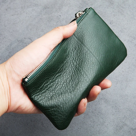 LANSPACE men's leather wallet brand thin purse fashion designer coin purses holders