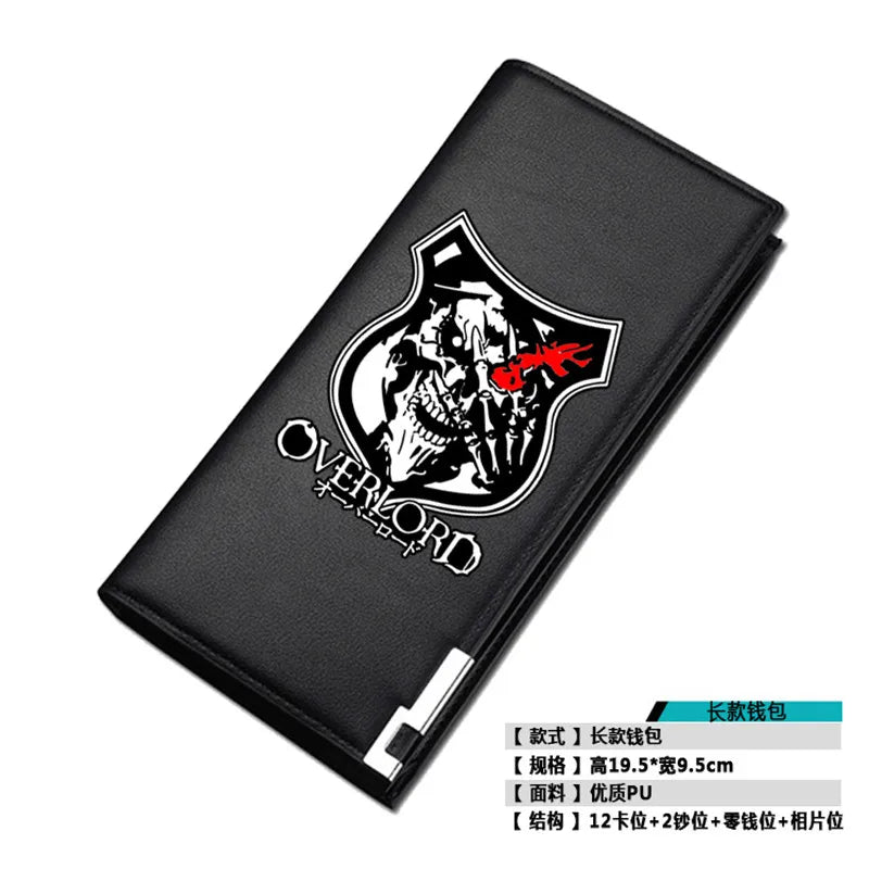 2019 NEW Fantasy Adventure Anime Overlord Men Short Wallet Pu Leather Long Purse Fashion Card Holder Student Money Bags