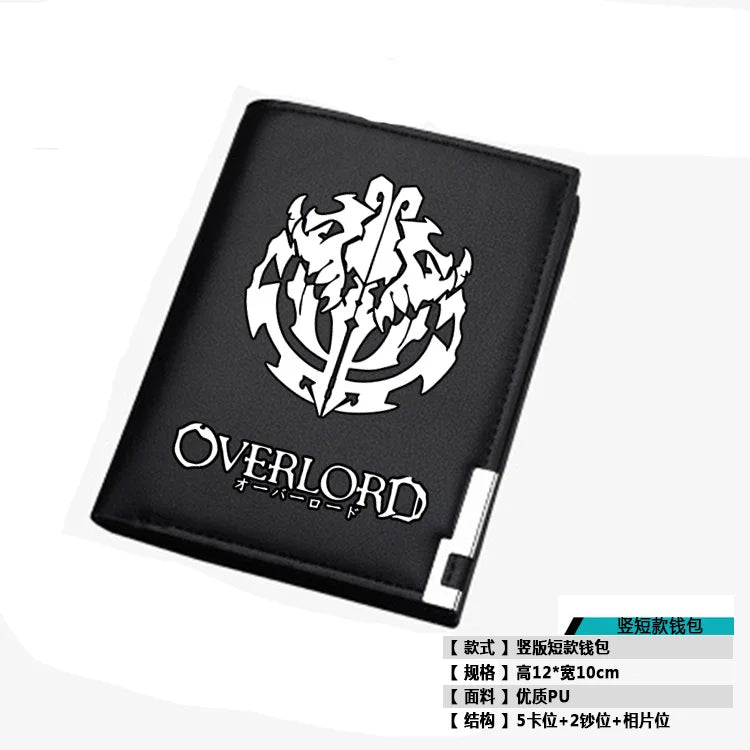 2019 NEW Fantasy Adventure Anime Overlord Men Short Wallet Pu Leather Long Purse Fashion Card Holder Student Money Bags