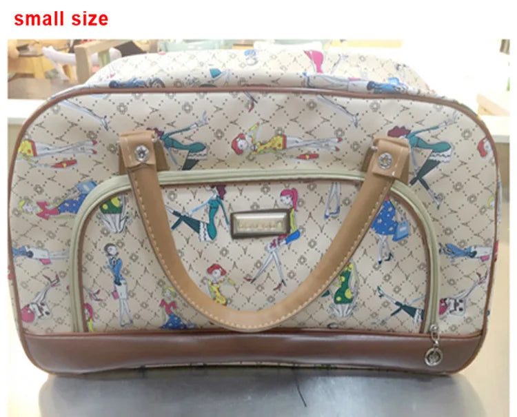 Women Travel Bags 2024 Fashion Pu Leather Large Capacity Waterproof Print Luggage Duffle Bag Casual Travel Bags PT1083