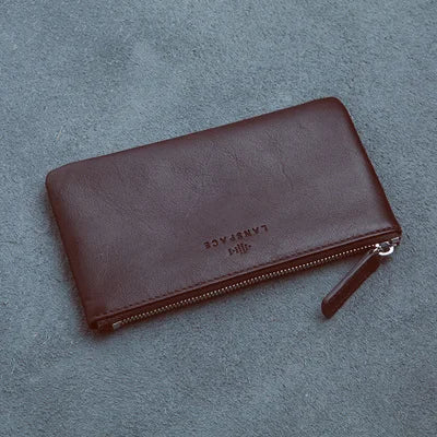 LANSPACE men's leather wallet brand thin purse fashion designer coin purses holders