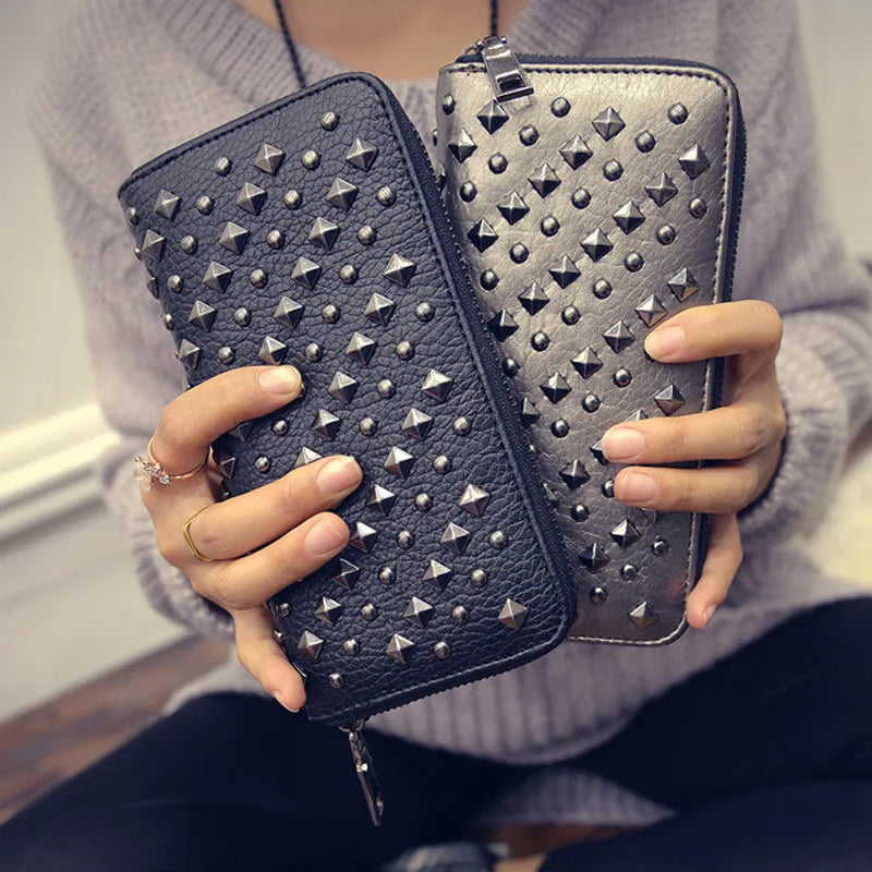 Luxury Rivet Wallet for Women, Female Purses, Designer Brand, Wallets for Women, 2024