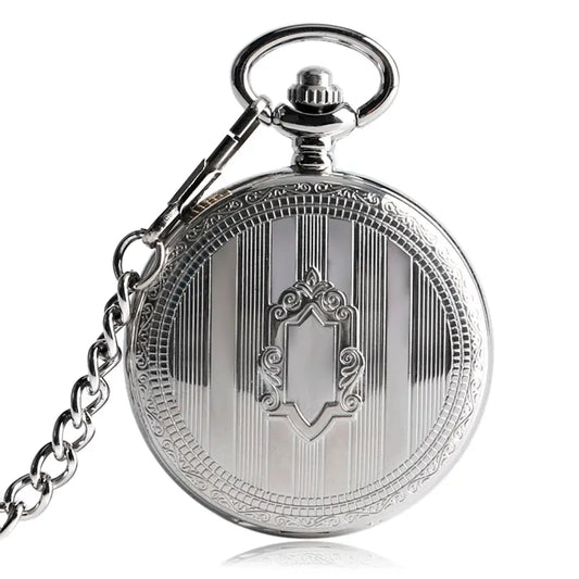 TOP Sales Silver Steampunk Skeleton Automatic Mechanical Pocket Watch with Chain Erkek Kol Saati Watches Men Unisex Gifts Clock