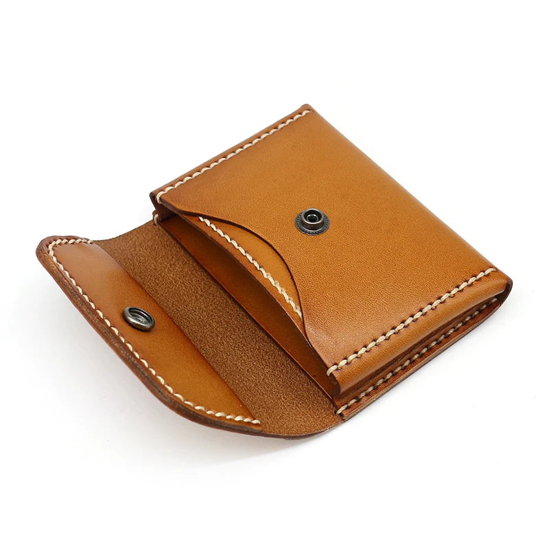 Storage Coin Purses Men Genuine Leather Luxury Handmade Retro Women Wallets Vintage Coin Pouch Business Credit Card Case