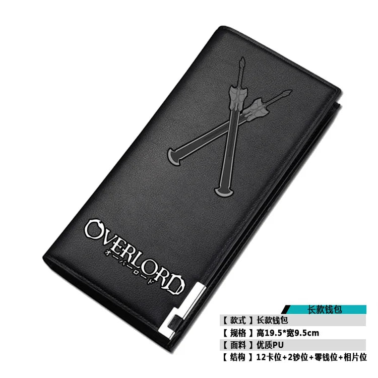 2019 NEW Fantasy Adventure Anime Overlord Men Short Wallet Pu Leather Long Purse Fashion Card Holder Student Money Bags