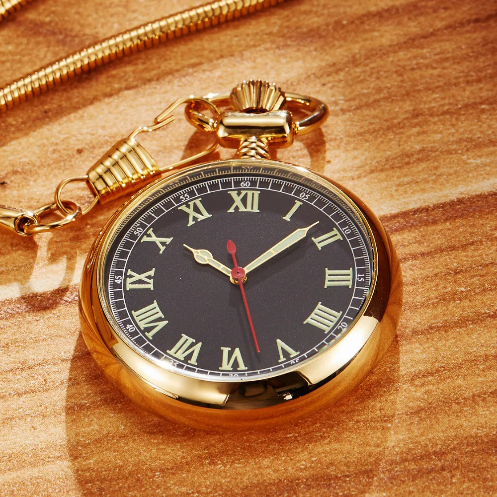 100% Hand-wind Luxury Mechanical Pocket Watch Luminous Skeleton Golden Men Women Fob Chain Clock Antique Pocket Watch Collection