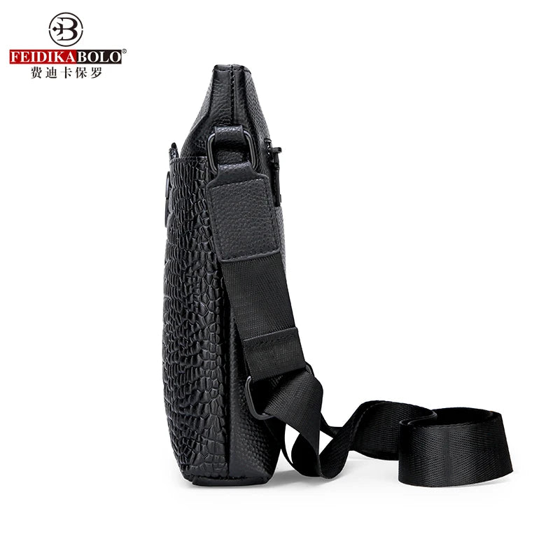 Feidikabolo New First Layer Cowhide Man Bag Crocodile Pattern Men's Shoulder Bag Personality Casual Wild Shoulder Messenger Bag
