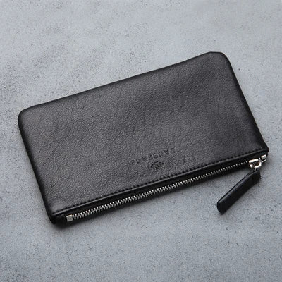 LANSPACE men's leather wallet brand thin purse fashion designer coin purses holders