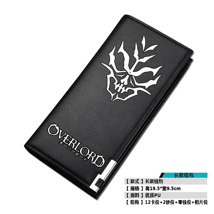 2019 NEW Fantasy Adventure Anime Overlord Men Short Wallet Pu Leather Long Purse Fashion Card Holder Student Money Bags