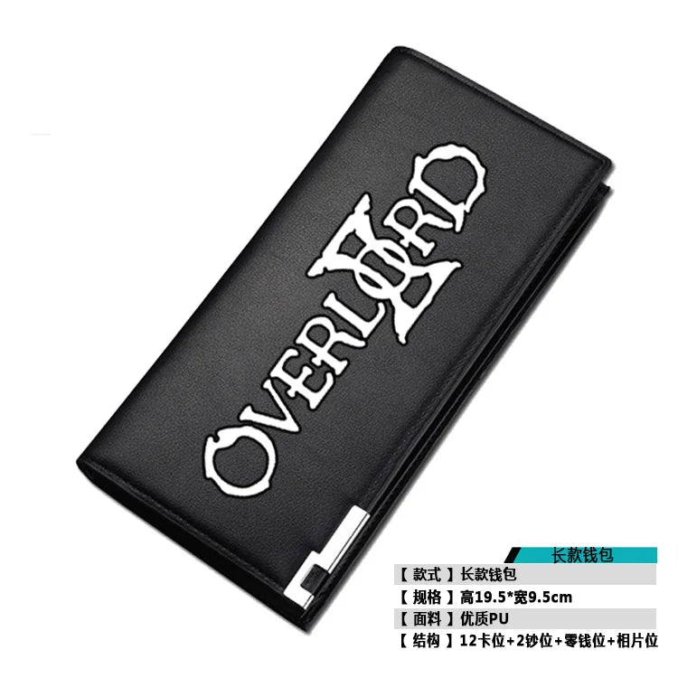 2019 NEW Fantasy Adventure Anime Overlord Men Short Wallet Pu Leather Long Purse Fashion Card Holder Student Money Bags