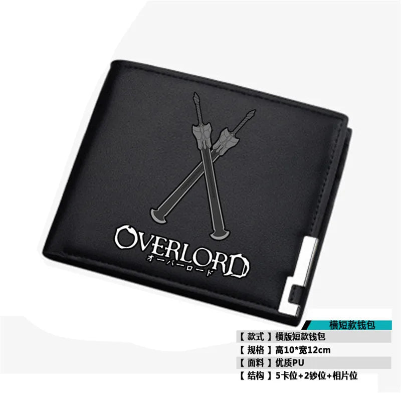 2019 NEW Fantasy Adventure Anime Overlord Men Short Wallet Pu Leather Long Purse Fashion Card Holder Student Money Bags