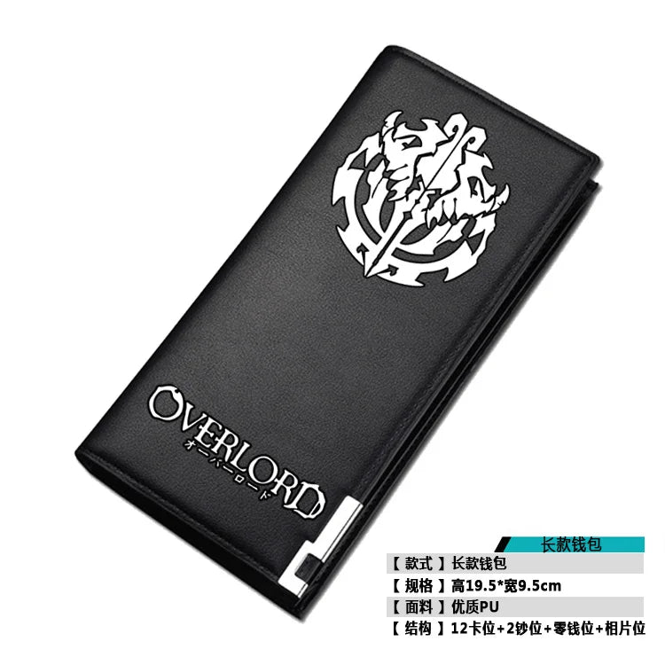 2019 NEW Fantasy Adventure Anime Overlord Men Short Wallet Pu Leather Long Purse Fashion Card Holder Student Money Bags