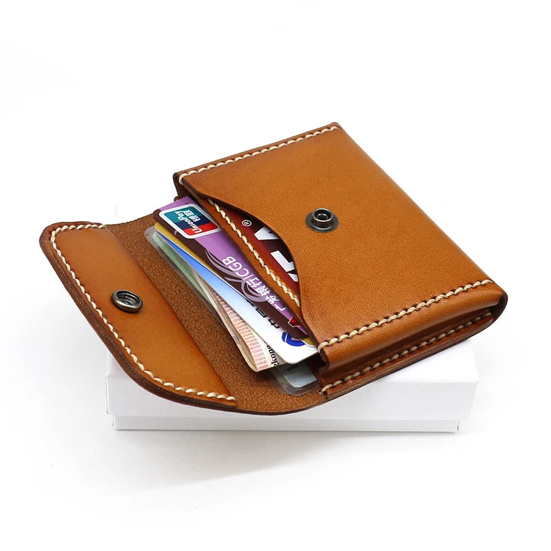 Storage Coin Purses Men Genuine Leather Luxury Handmade Retro Women Wallets Vintage Coin Pouch Business Credit Card Case