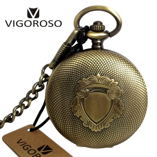 Antique Automatic Pocket Watch Mechanical Self-winding Skeleton Arabic Numerals Bronze Alloy Case Fob Chain Vintage Clock Men