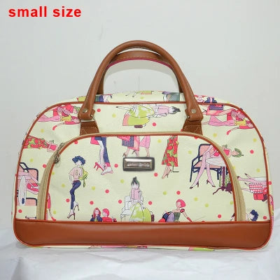 Women Travel Bags 2024 Fashion Pu Leather Large Capacity Waterproof Print Luggage Duffle Bag Casual Travel Bags PT1083
