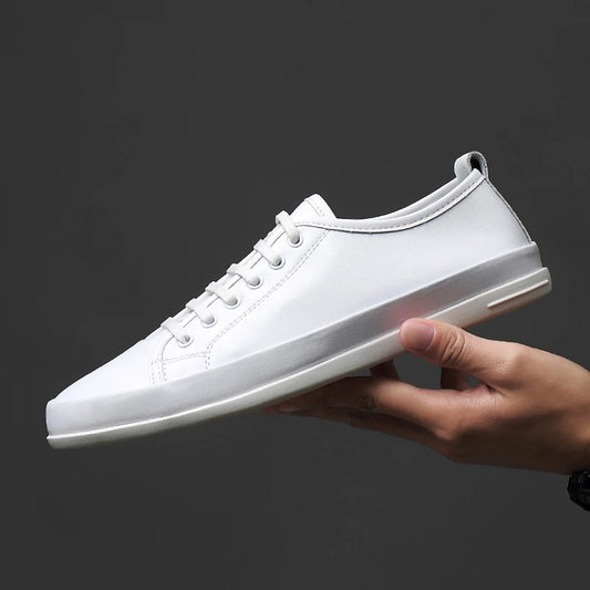 New Fashion Sneakers Genuine Leather Men Casual Shoes Footwear Male Flats Shoes Outdoor Black Mens Leather Designer