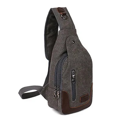 YoReAi  Men's Messenger Bag Outdoor Khaki Fashion Canvas Leather Satchel Sling   Cross Body  Chest Packs