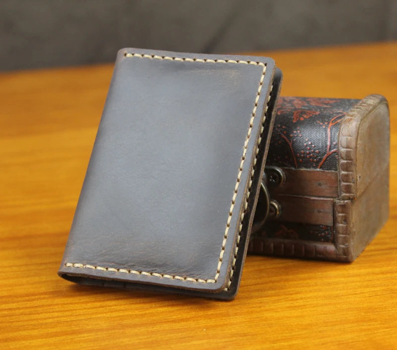Luxury Handmade Crazy horse Genuine Leather Men card holder slim Leather Card wallet Business card holder Women name Card Sleeve