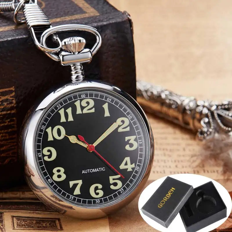 100% Hand-wind Luxury Mechanical Pocket Watch Luminous Skeleton Golden Men Women Fob Chain Clock Antique Pocket Watch Collection