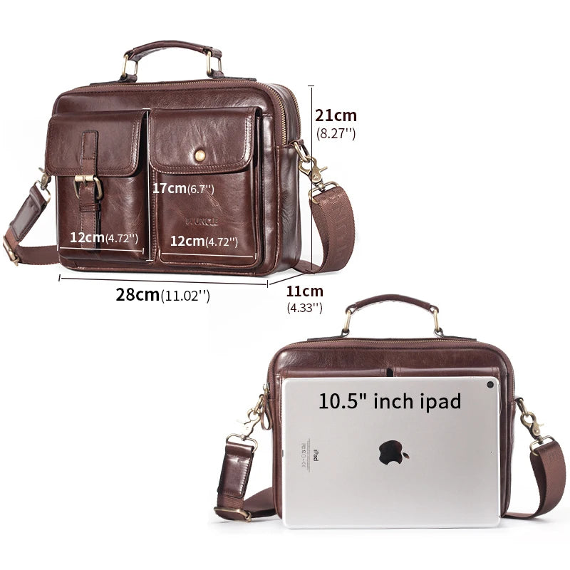 Men's Genuine Leather Shoulder Bag Fashion Male Real Cowhide Messenger Crossbody Bag Men Business Travel Handbag Boy Phone Bag