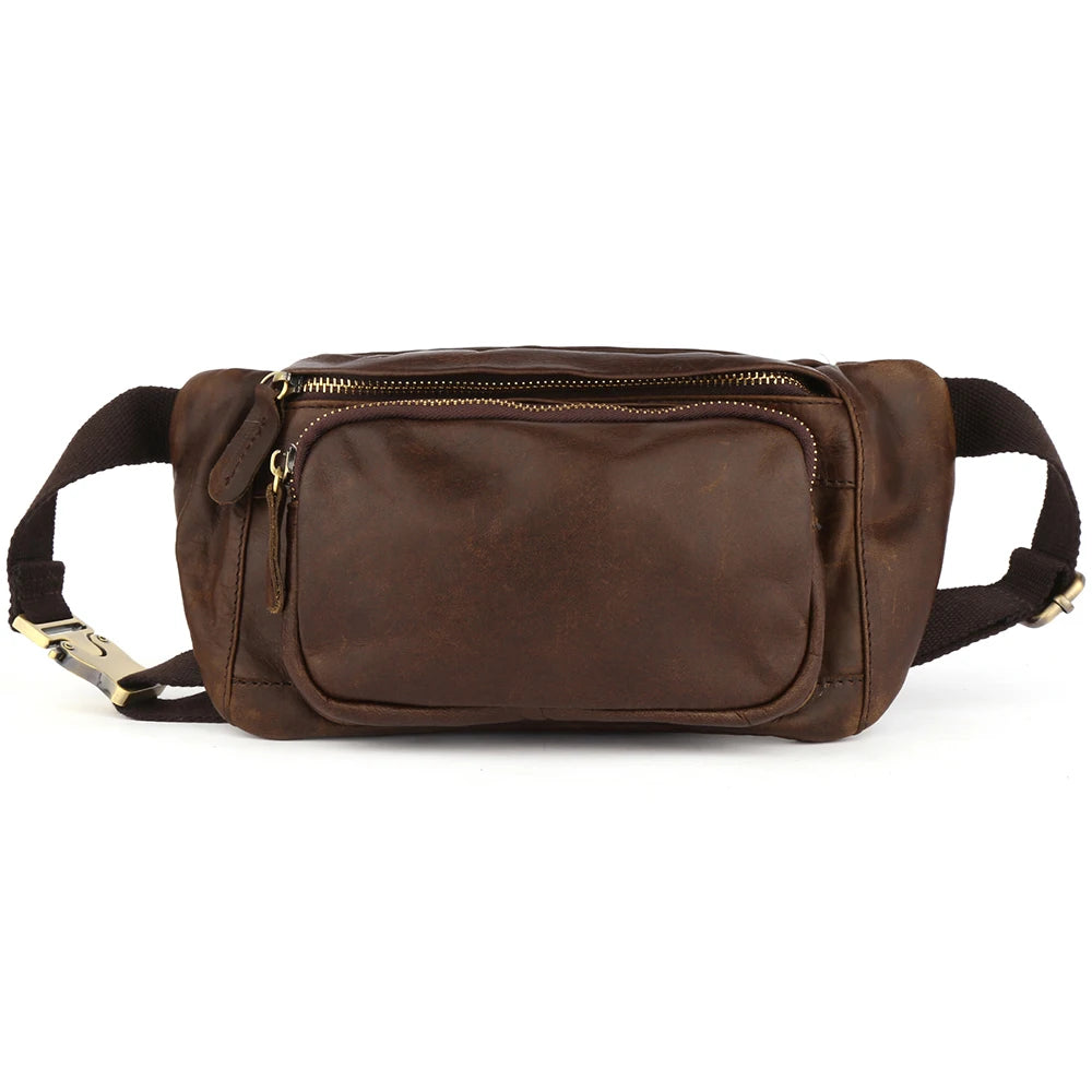 JOYIR Genuine Leather Waist Packs for Men Travel Fanny Pack Waist Bag Male Belt Pouch Multifunction Cell Phone Chest Bag New