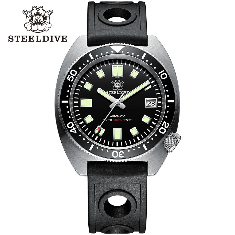 STEELDIVE Top Brand Thin Abalone Men's Diving Mechanical Watches AR Coating Sapphire Glass Movement 200M Waterproof Dive Watch