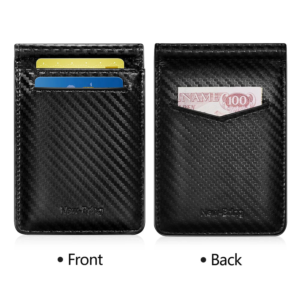NewBring Black Carbon FIber-Look Money Clip RFID Blocking Driver License ID Cash