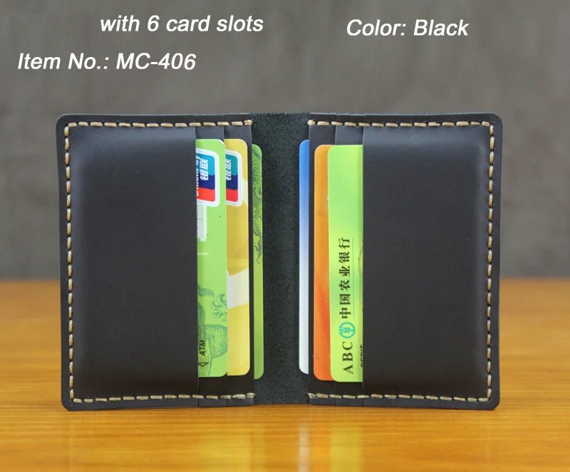 Luxury Handmade Crazy horse Genuine Leather Men card holder slim Leather Card wallet Business card holder Women name Card Sleeve