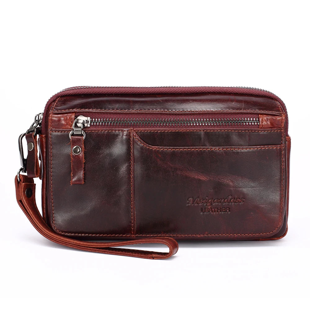 Men's Clutch Bags for men Genuine Leather Handbag Male Long Money Wallets Mobile Phone Pouch man Party Clutch Coin Purse