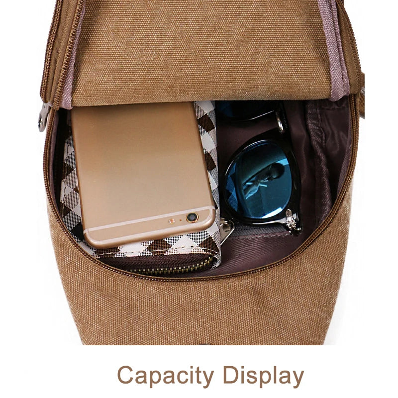 YoReAi  Men's Messenger Bag Outdoor Khaki Fashion Canvas Leather Satchel Sling   Cross Body  Chest Packs