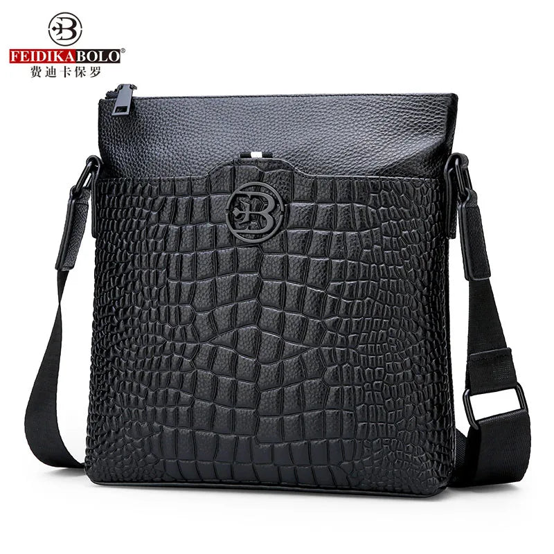 Feidikabolo New First Layer Cowhide Man Bag Crocodile Pattern Men's Shoulder Bag Personality Casual Wild Shoulder Messenger Bag