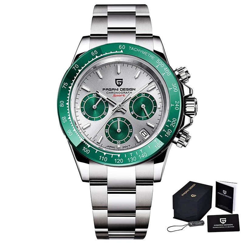 2025 New PAGANI DESIGN Chronograph Luxury Quartz Wrist Watch For Men Automatic Date 100M Waterproof JAPAN VK63 Movt Reloj Hombre