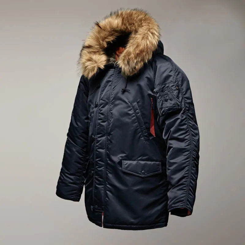 MGP Men's winter standard jacket classic n-3b parka for extreme cold weather waterproof removable faux fur around Hood