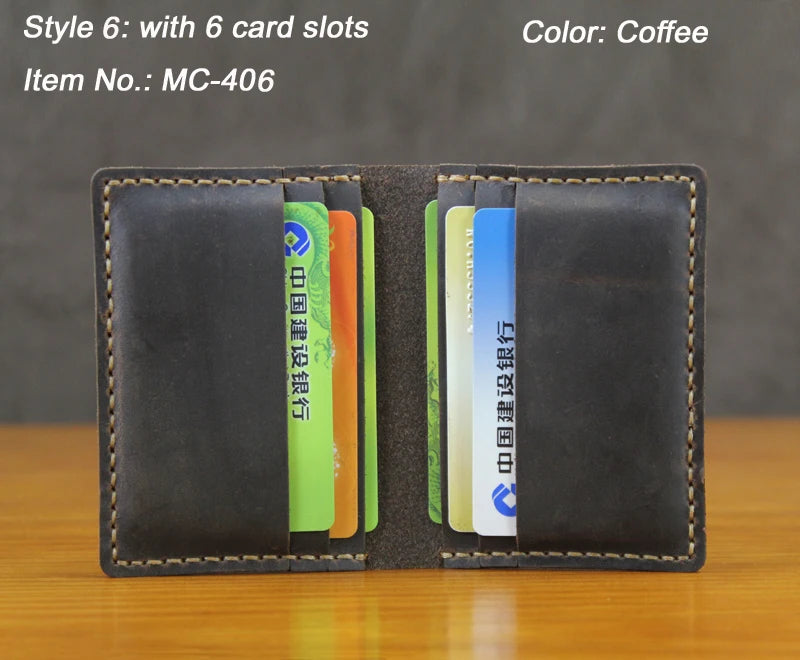 Luxury Handmade Crazy horse Genuine Leather Men card holder slim Leather Card wallet Business card holder Women name Card Sleeve