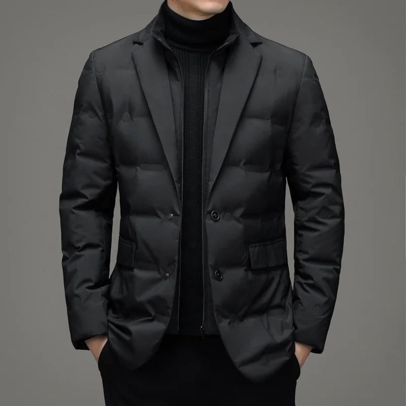 Top Grade Man Down Jacket 2023 New Arrival Men Business Casual Classic Suit Collar 90% Gery Duck Down Coat Keep Warm Parkas