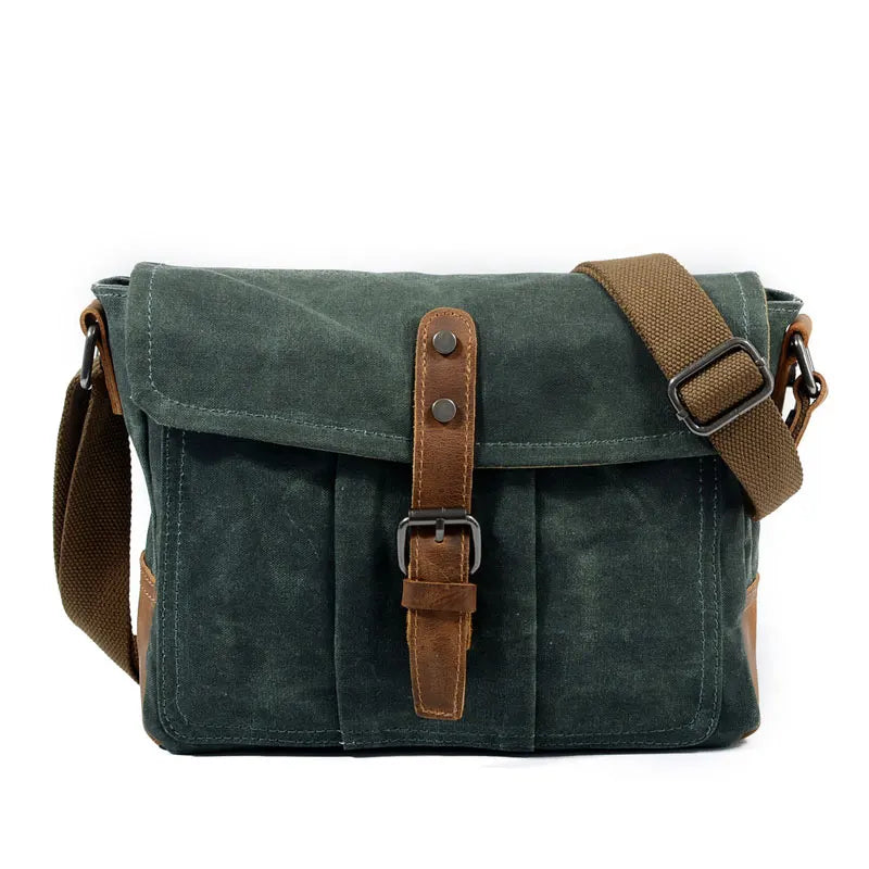 New Men Retro Messenger Bags Casual Canvas Waterproof Simple Shoulder Bag Cross Section Oil Wax Bag