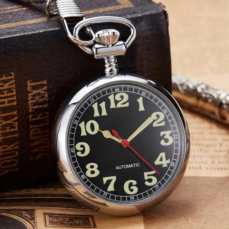 100% Hand-wind Luxury Mechanical Pocket Watch Luminous Skeleton Golden Men Women Fob Chain Clock Antique Pocket Watch Collection