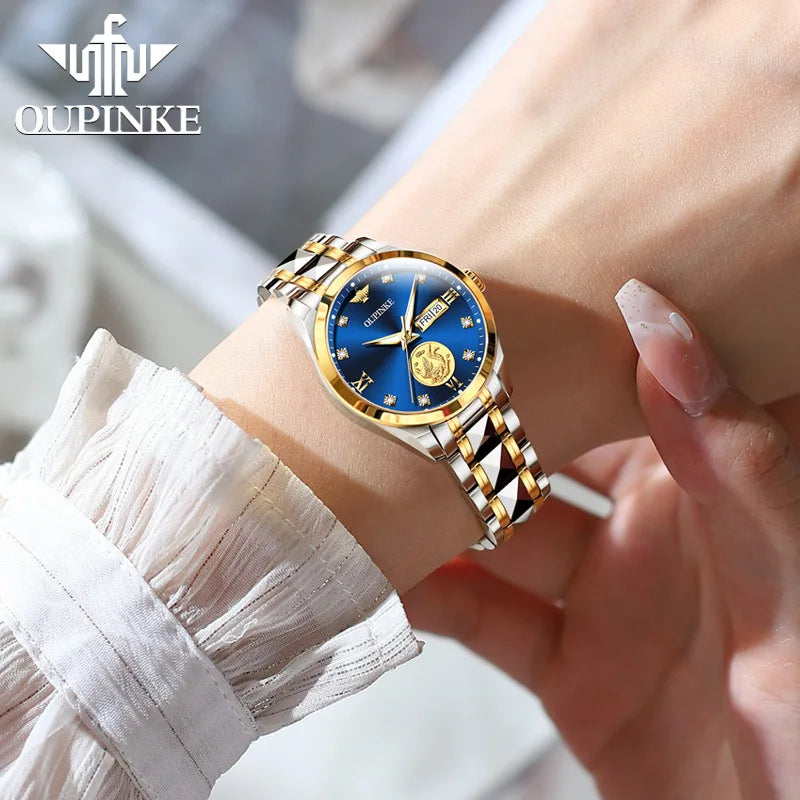 OUPINKE 3171 Women's Watches Fashion Tungsten Steel Sapphire Brand Waterproof Automatic Mechanical Watch Elegant Watch Women