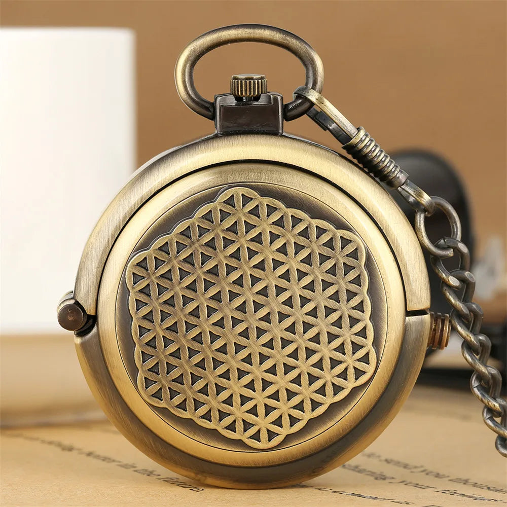 Steampunk Bronze Mechanical Pocket Watch Retro Creative Rotating Cover Roman Numeral Display Manual Mechanism Pendant Male Clock