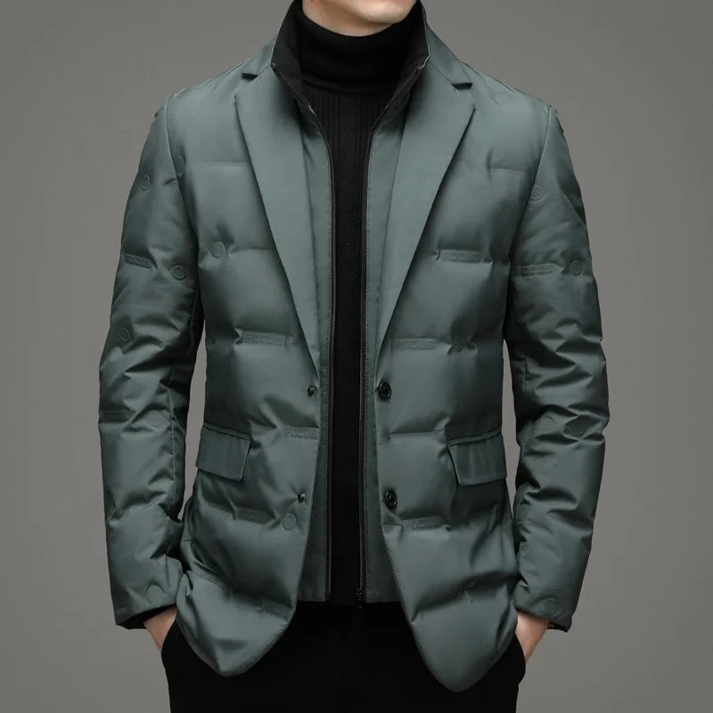 Top Grade Man Down Jacket 2023 New Arrival Men Business Casual Classic Suit Collar 90% Gery Duck Down Coat Keep Warm Parkas