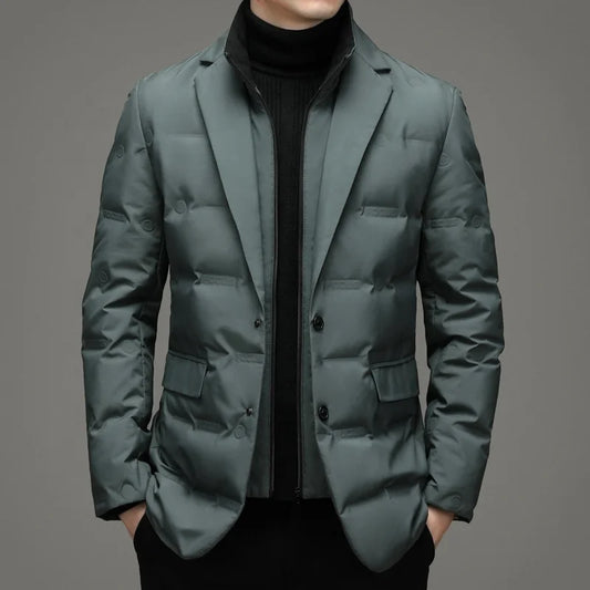 Top Grade Man Down Jacket 2023 New Arrival Men Business Casual Classic Suit Collar 90% Gery Duck Down Coat Keep Warm Parkas