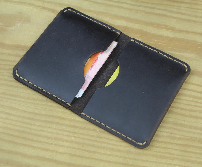 Handmade Vintage Crazy horse Genuine Leather card holder credit card wallet Leather small Purse Organizer business card Holder