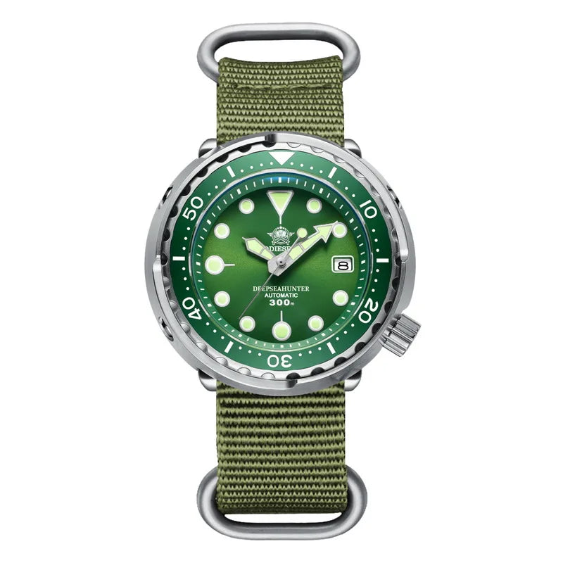 ADDIESDIVE Tuna Series Watch Blue Dial 316L Stainless Steel Watch Sapphire Crystal 300m Diving Watch C3 Super Luminous Hands