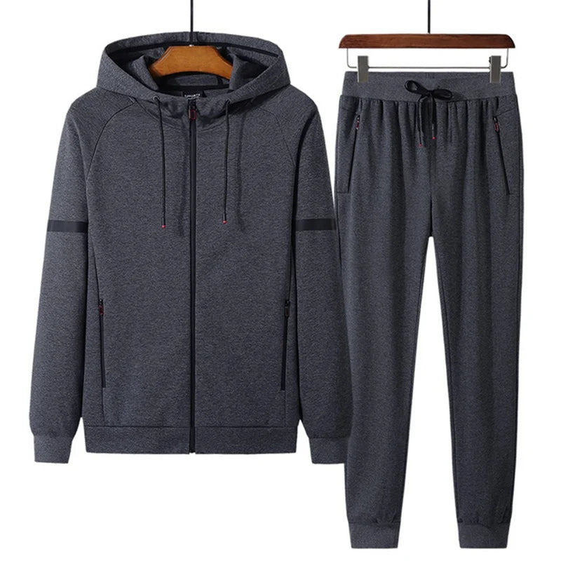 cotton men sweat suit set 8XL 9XL Spring Autumn leisure sports men big size sweatsuits men's sportswear oversized jogger suits
