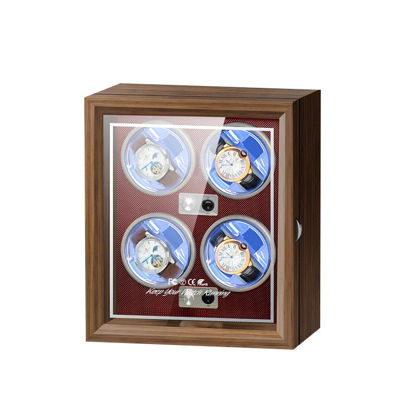 IBBETON Luxury Brand Wood Watch Winder High-End 2 4 Slot Automatic Watches Box with Mabuchi Moto Watch Cabinet Clock Storage Box