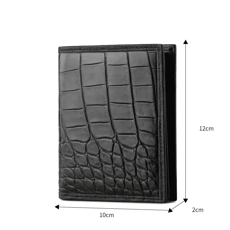 Classical Genuine Crocodile Belly Skin Men Short Bifold Wallet Card Holders Authentic Alligator Leather Male Small Clutch Purse